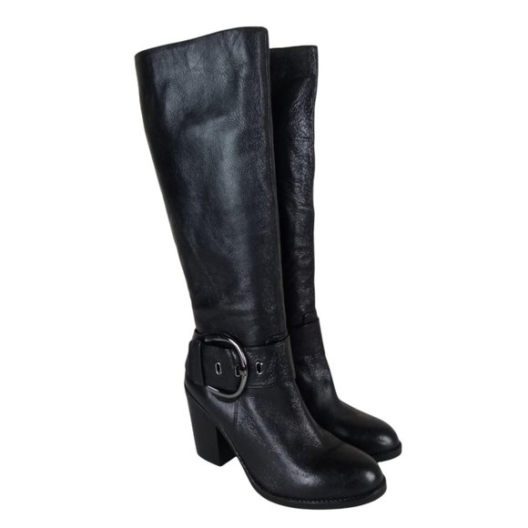 Steve Madden Ransie Leather Heeled Buckle Boots